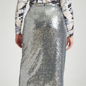 Sequin Shimmer Maxi Skirt With Slit